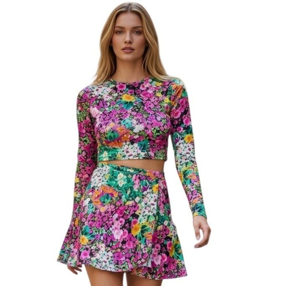 AFRM Floral Whimsy Colorful Cut Out Women's size Small Mini Floral Dress
Party